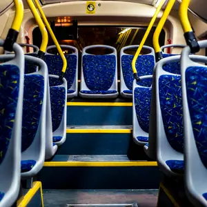 Empty seats inside a bus