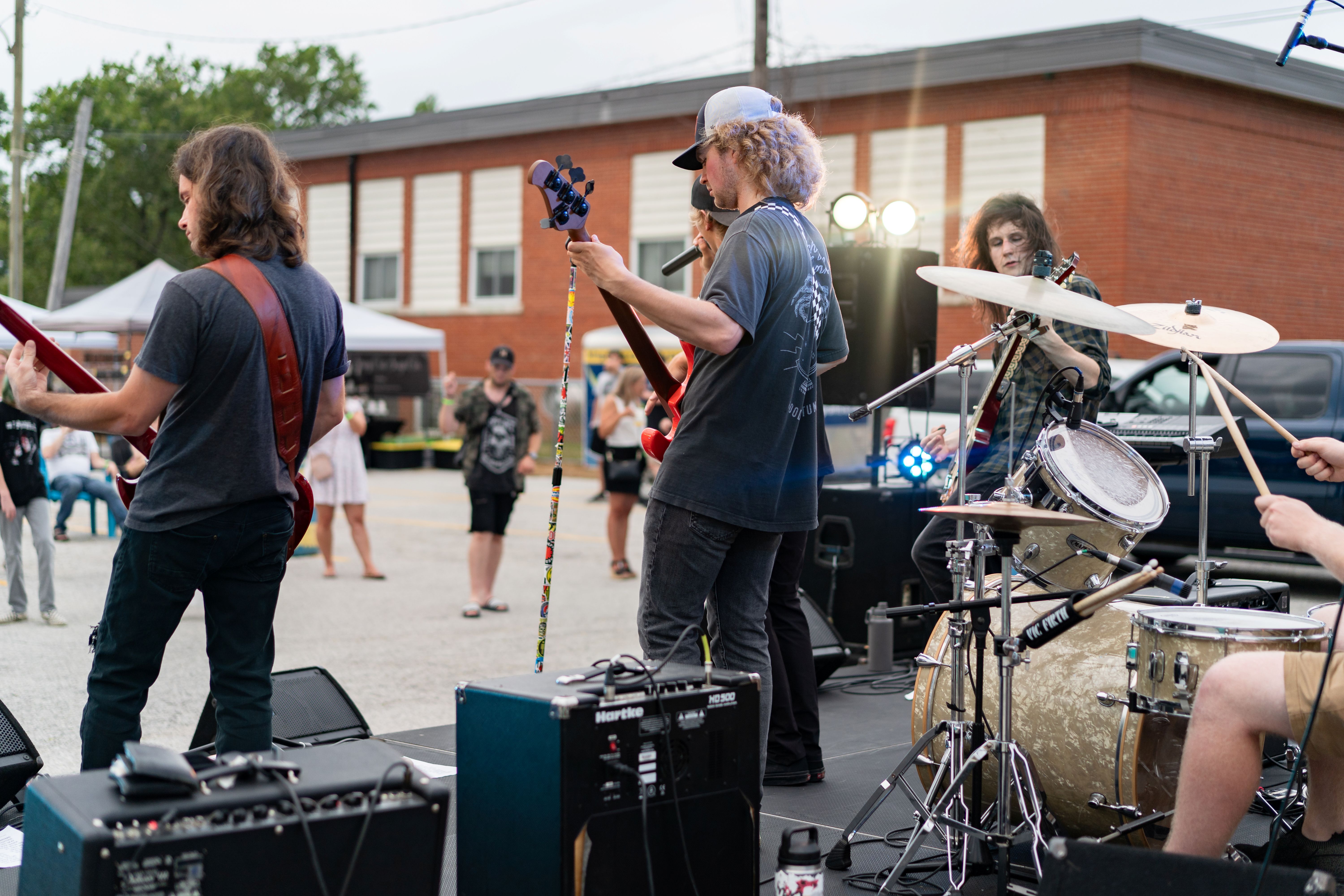 Band plays outdoors