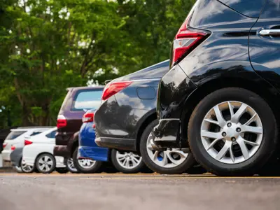 Cars parked in spaces