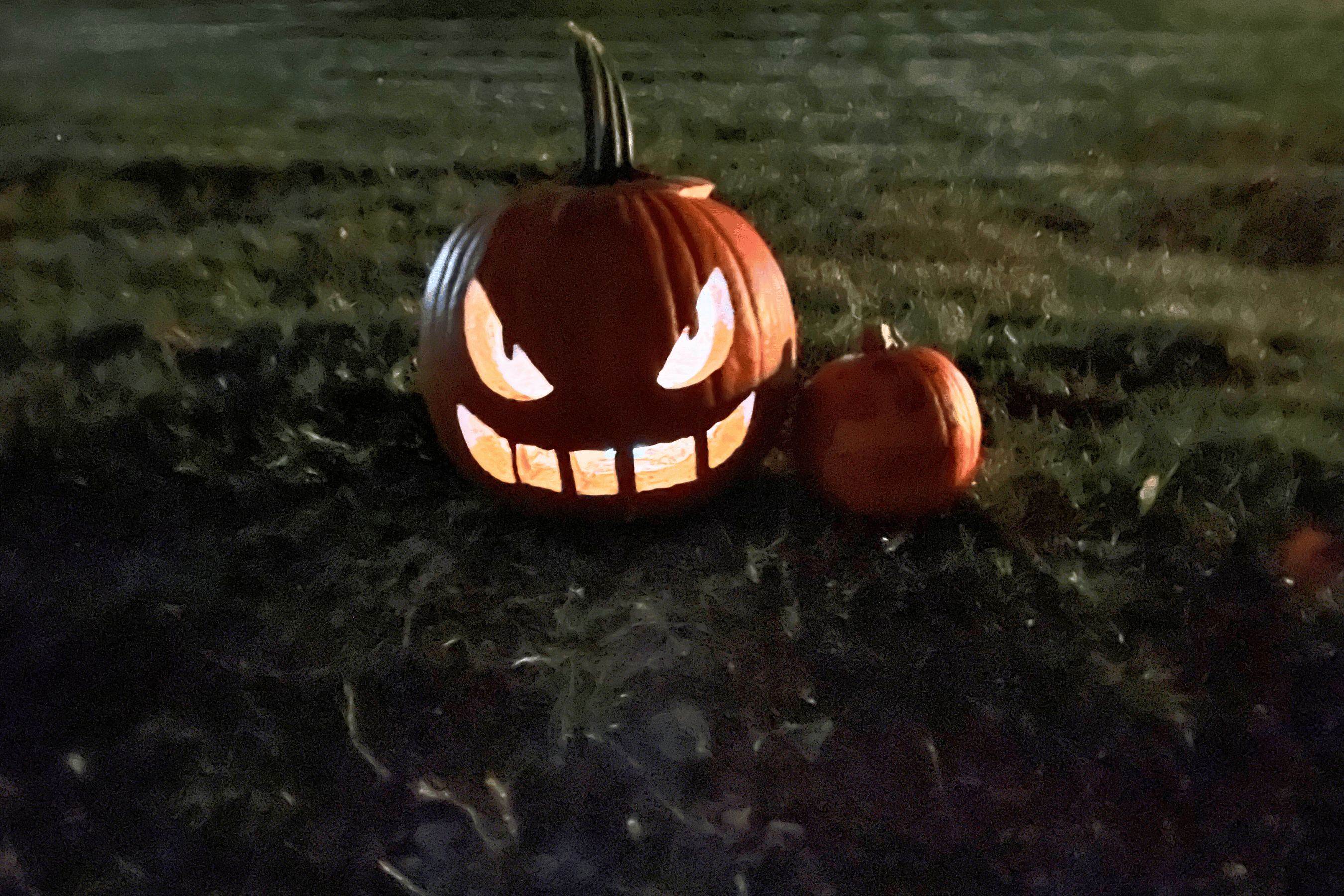 Jack o lantern grins wickedly