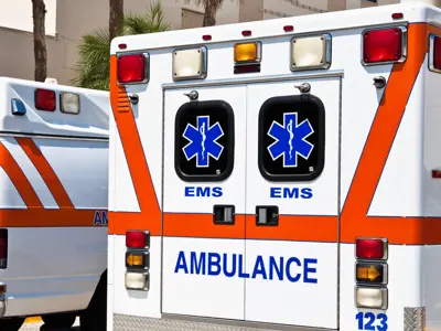 Ambulances parked at hospital